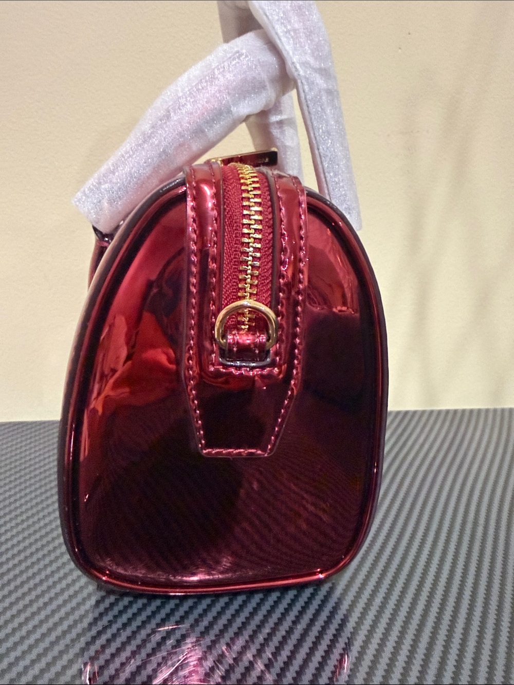 Michael Kors Metallic Red wine Mini Bowling Satchel Michael Kors Crossbody New - Picture 4 of 12